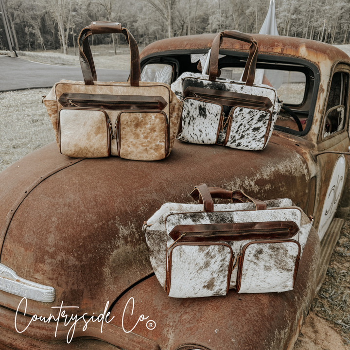 Saddlemen Carry All Cowhide Duffle Travel Bag
