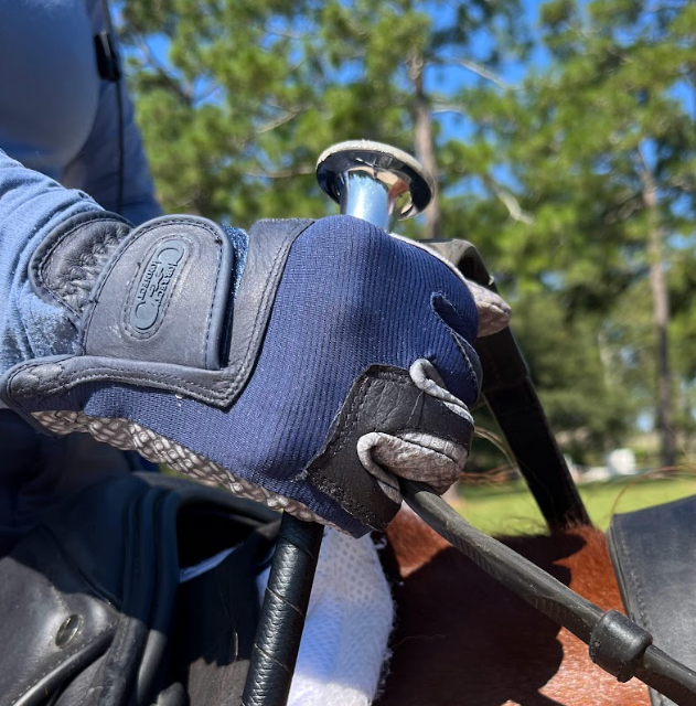 Oil-Tac Copper Tech™️ Leather Premium Riding Gloves in Navy