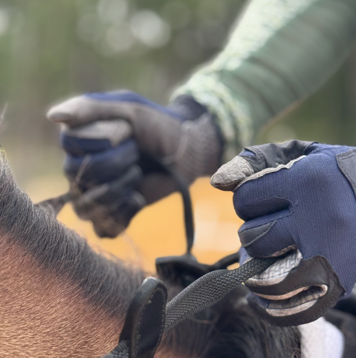 Oil-Tac Copper Tech™️ Leather Premium Riding Gloves in Navy