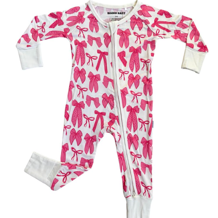 Hot Pink Bows Bamboo Zippy Boosh Baby