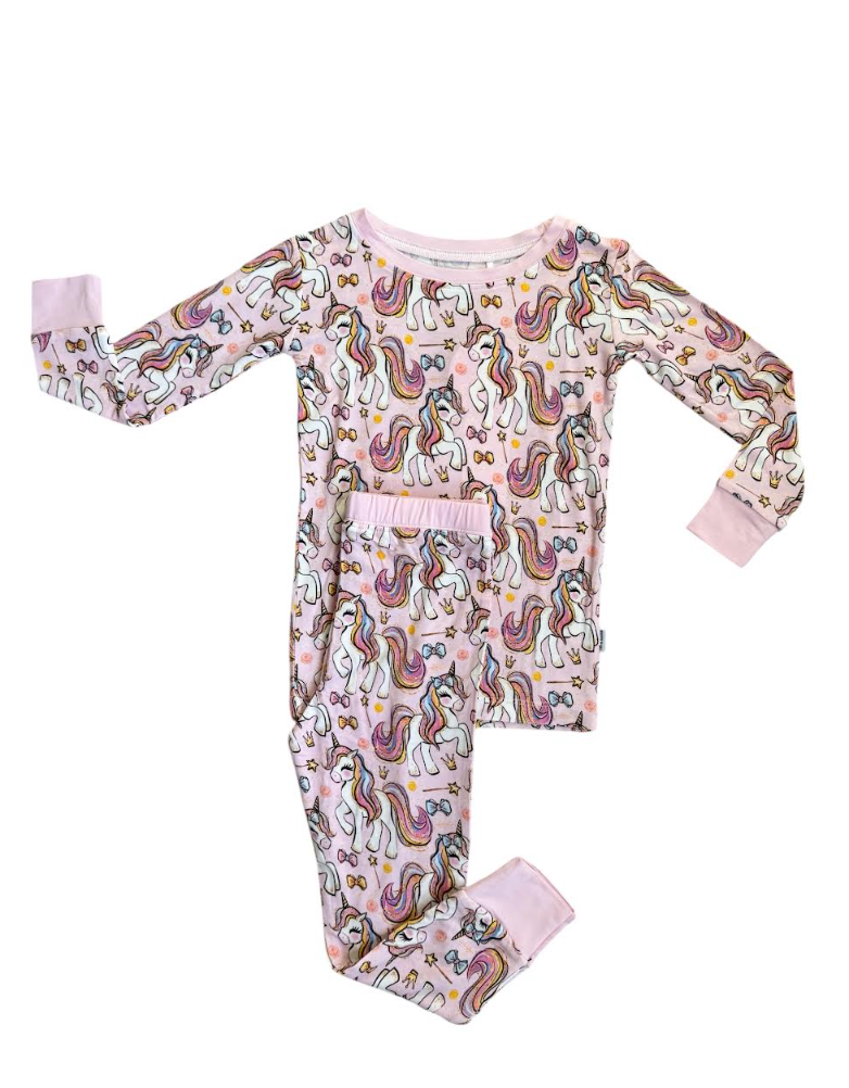 Pink Unicorn Two-Piece Bamboo Pajama Set