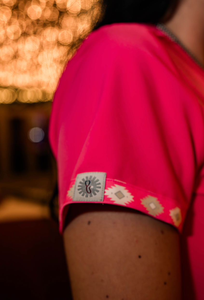 Simple Hot Pink Aztec Scrub Top