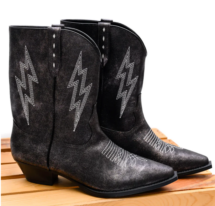 Bowie Metallic Boot in Black