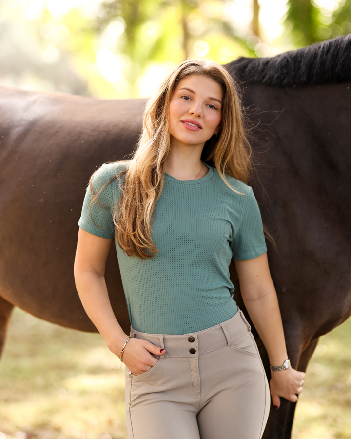 Equisite Hallie Perforated Short Sleeve Riding Shirt