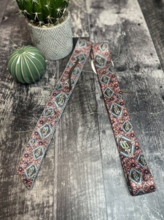 Tooled Cactus Nylon Latigo and Off Billet Set