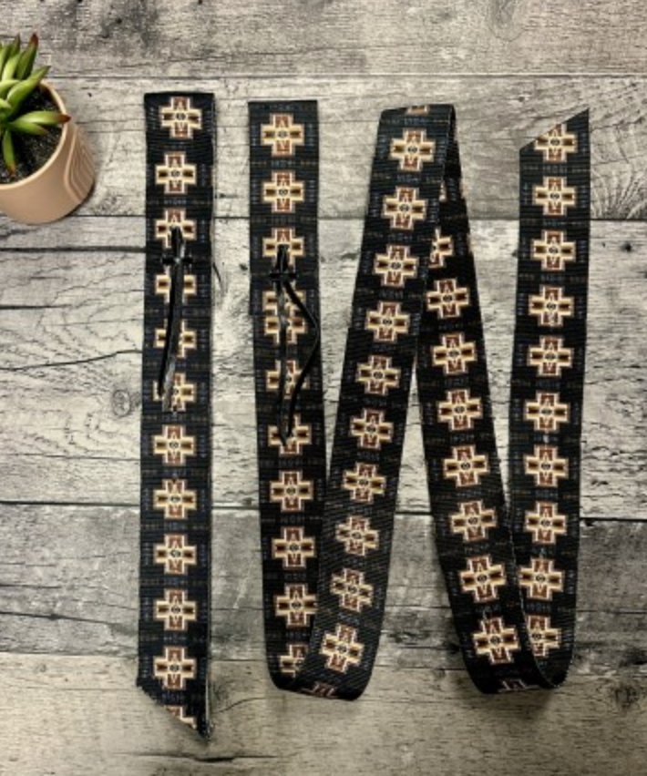 Black Round Up Nylon Latigo and Off Billet Set