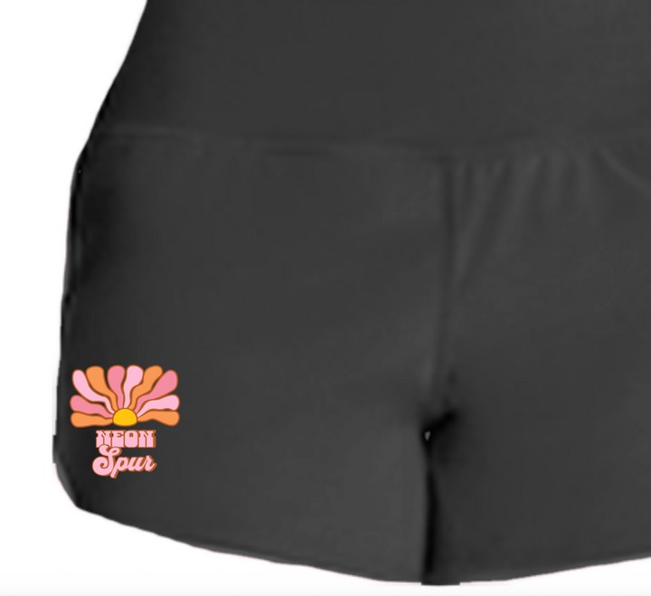Neon Spur Logo Retro Sun Ray Athletic Shorts