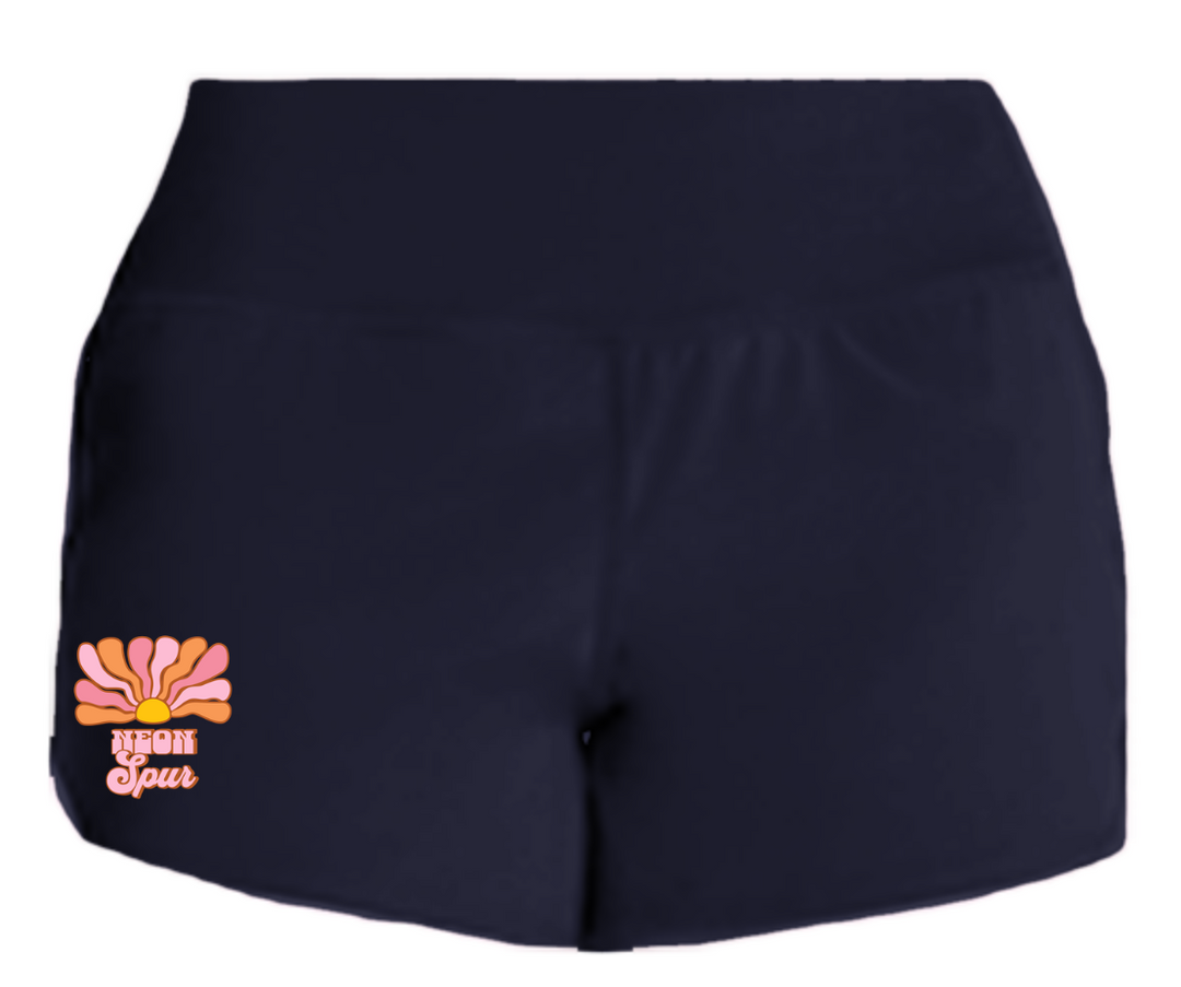Neon Spur Logo Retro Sun Ray Athletic Shorts
