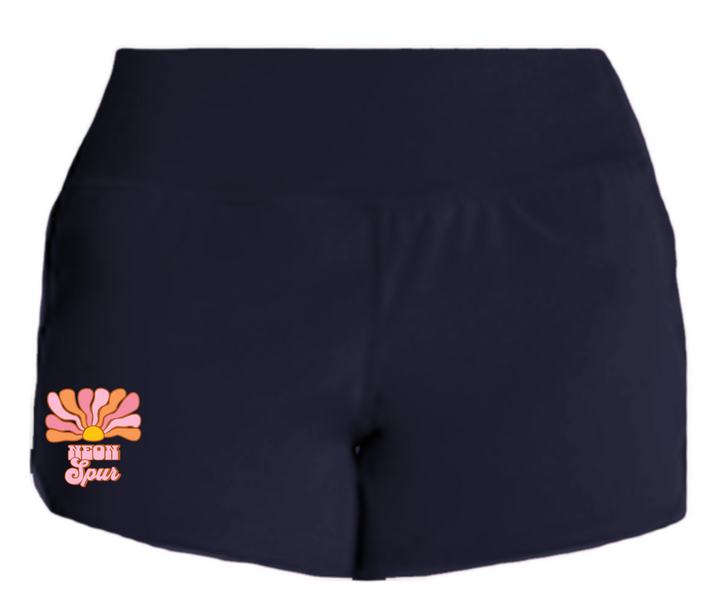 Neon Spur Logo Retro Sun Ray Athletic Shorts
