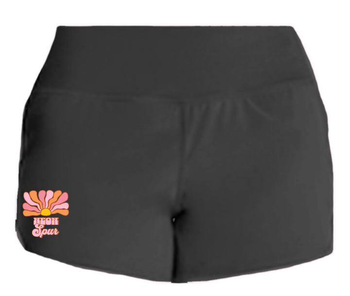 Neon Spur Logo Retro Sun Ray Athletic Shorts