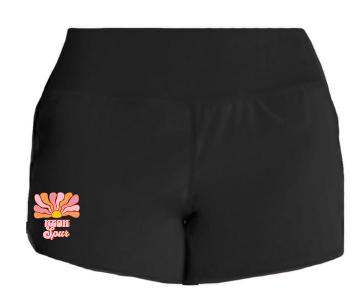 Neon Spur Logo Retro Sun Ray Athletic Shorts
