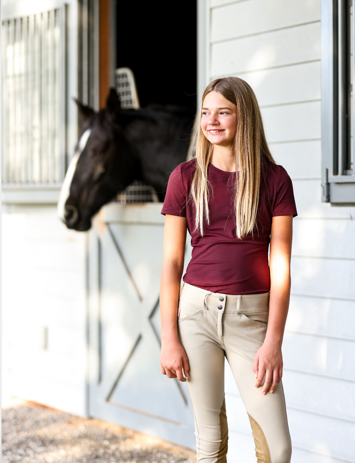 Equisite Hallie Perforated Short Sleeve Riding Shirt