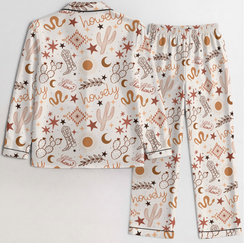 Yeehaw Howdy 2 Piece Satin Pajama Pant Set