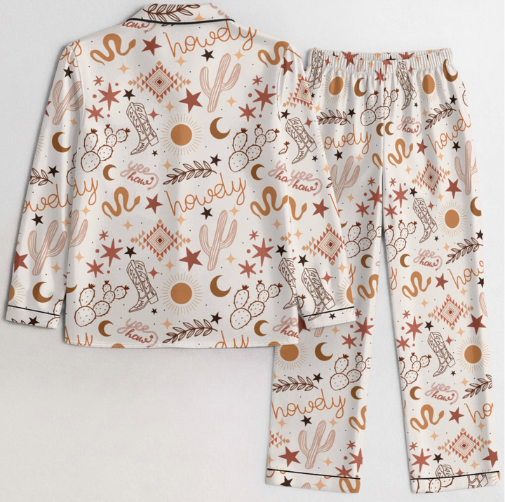 Yeehaw Howdy 2 Piece Satin Pajama Pant Set