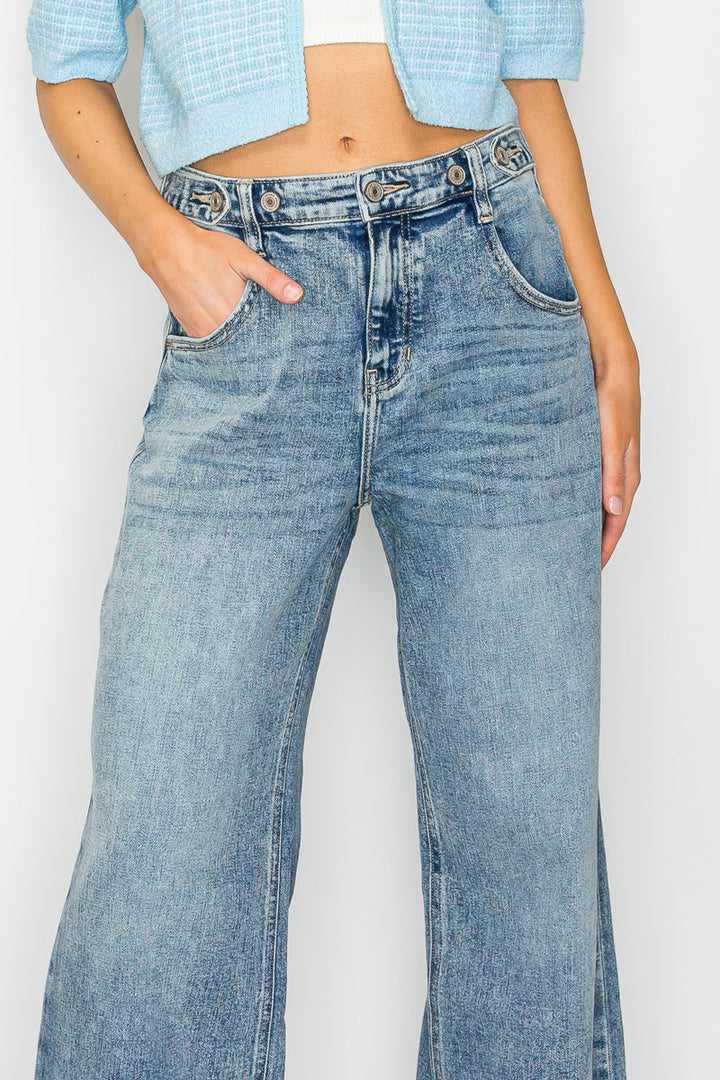 Adjustable Waistband High Rise Baggy Wide Jeans Artemis Vintage