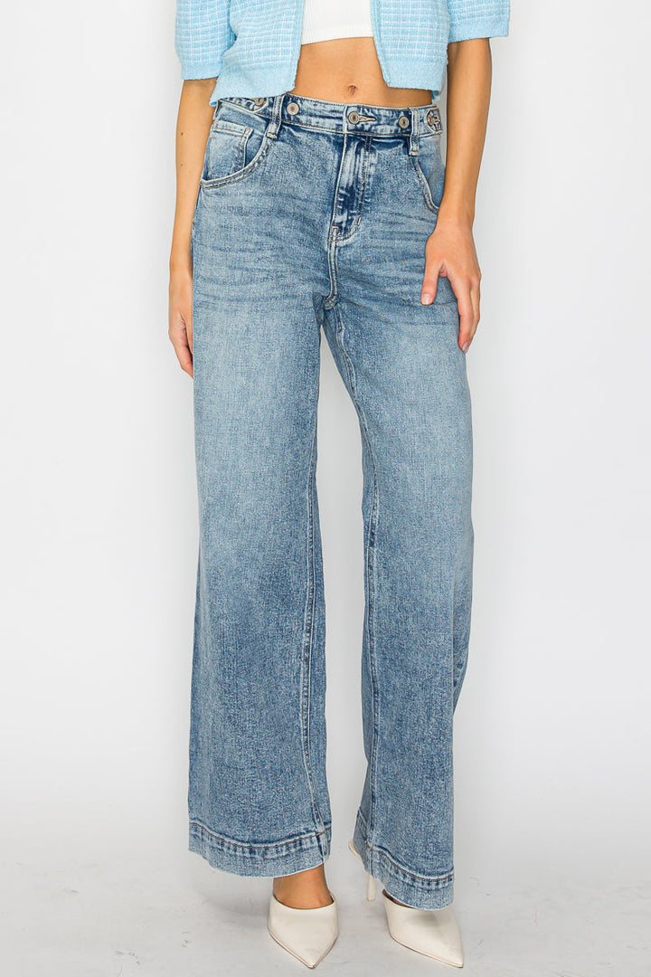 Adjustable Waistband High Rise Baggy Wide Jeans Artemis Vintage