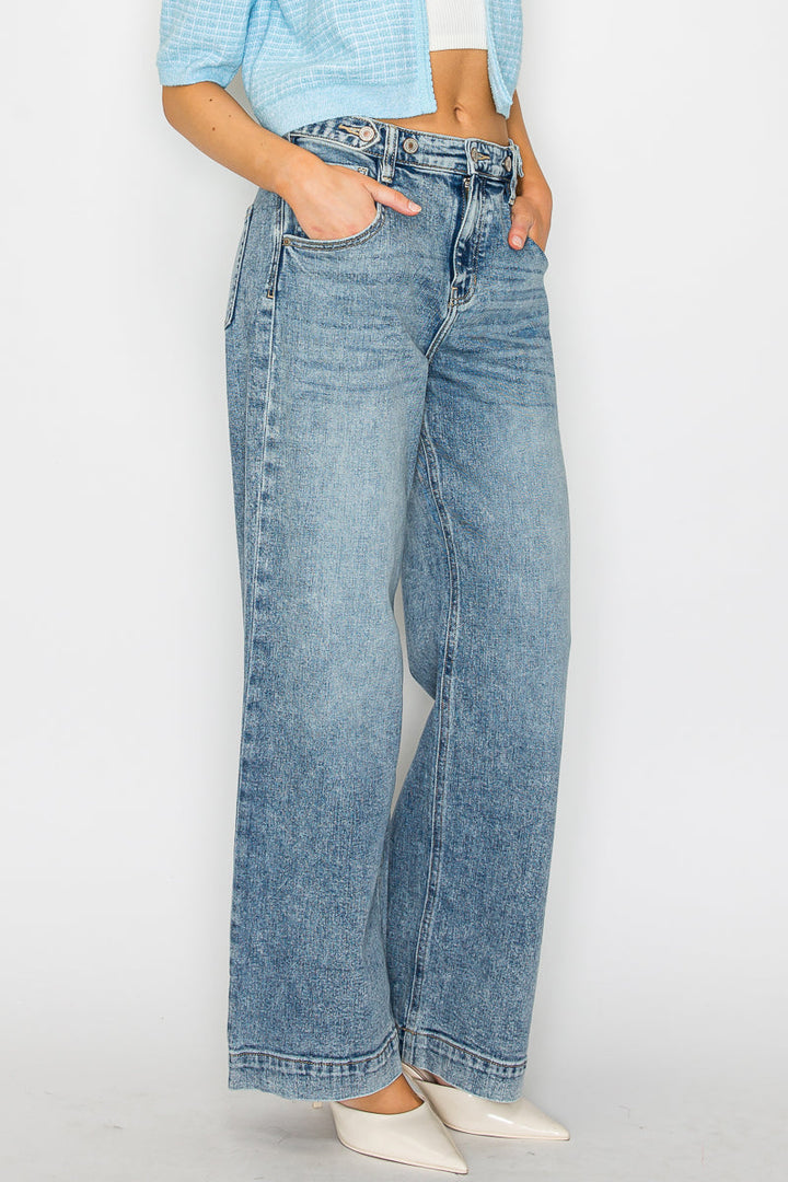 Adjustable Waistband High Rise Baggy Wide Jeans Artemis Vintage