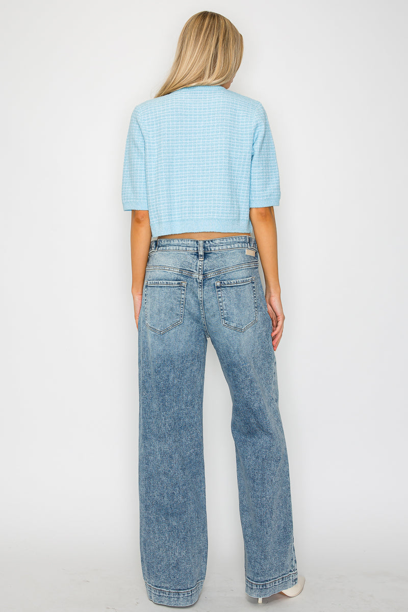 Adjustable Waistband High Rise Baggy Wide Jeans Artemis Vintage