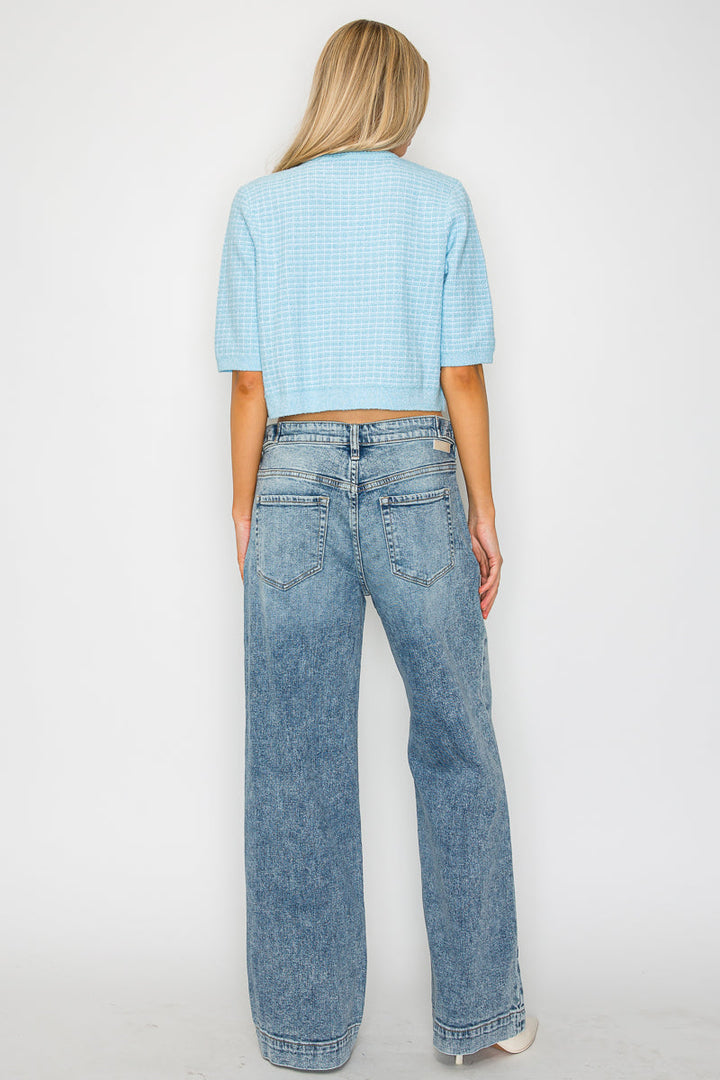 Adjustable Waistband High Rise Baggy Wide Jeans Artemis Vintage