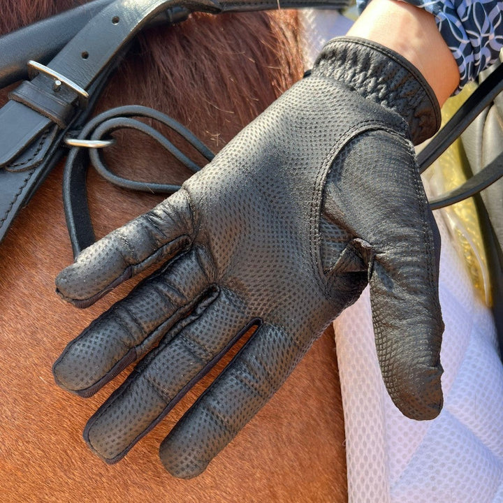 Tackified Copper Tech™️ Leather Premium Riding Glove -Black