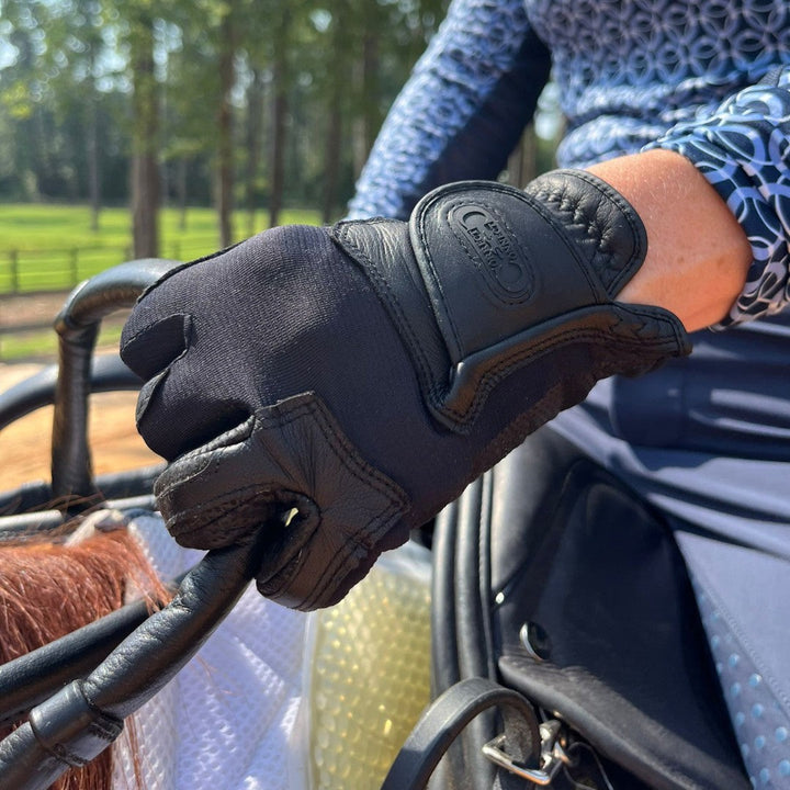Tackified Copper Tech™️ Leather Premium Riding Glove -Black