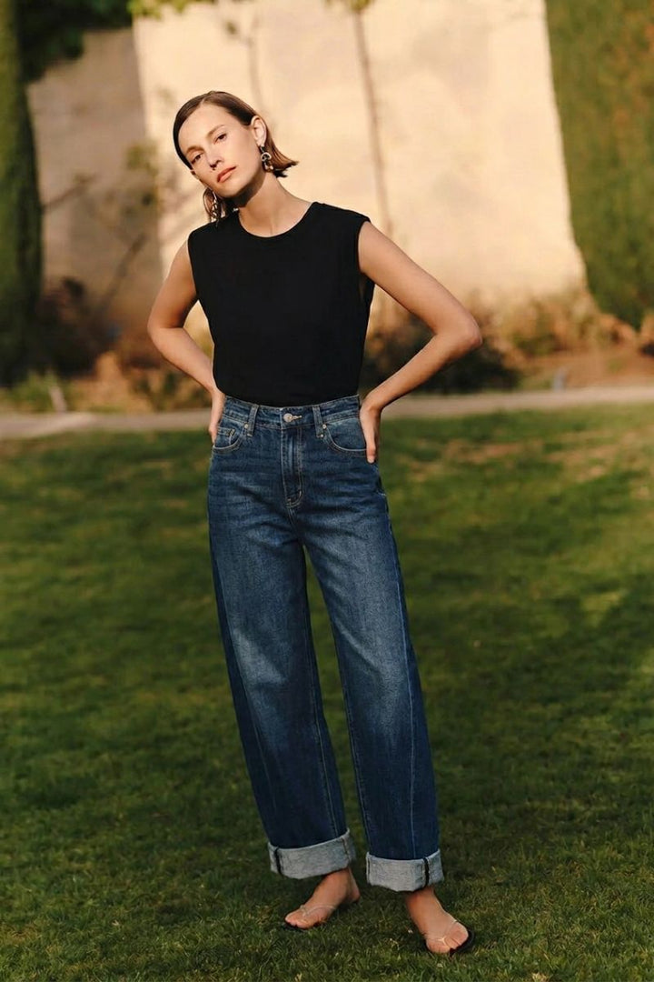 Catalina Relaxed Tapered Dark Wash Barrel Jeans Artemis Vintage