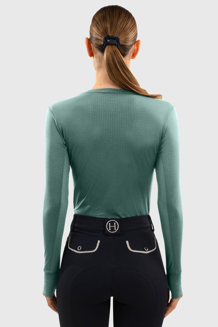 Harcour Bluvea Women's Perforated Long Sleeve Crew Neck