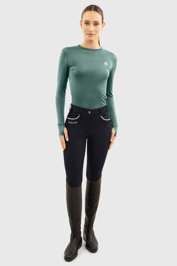 Harcour Bluvea Women's Perforated Long Sleeve Crew Neck