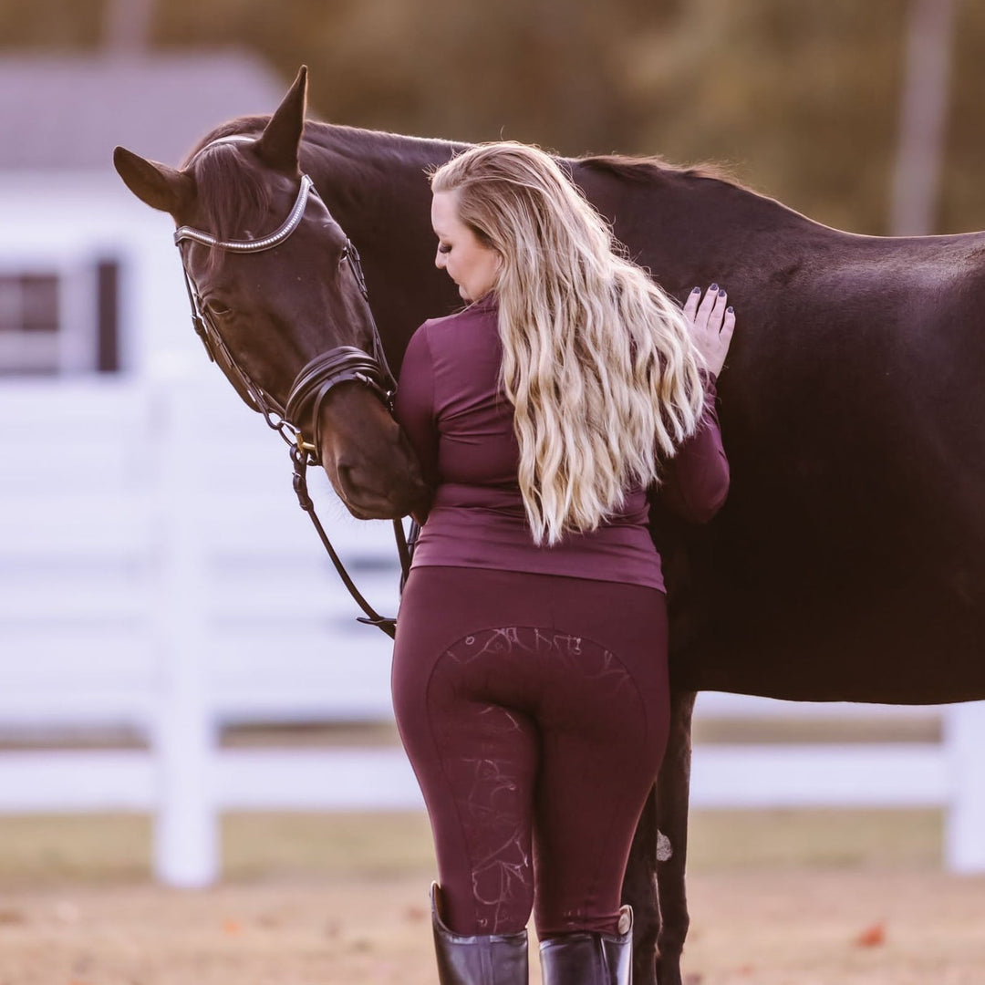 Burgundy Bridle Chain Silicone Grip Breeches