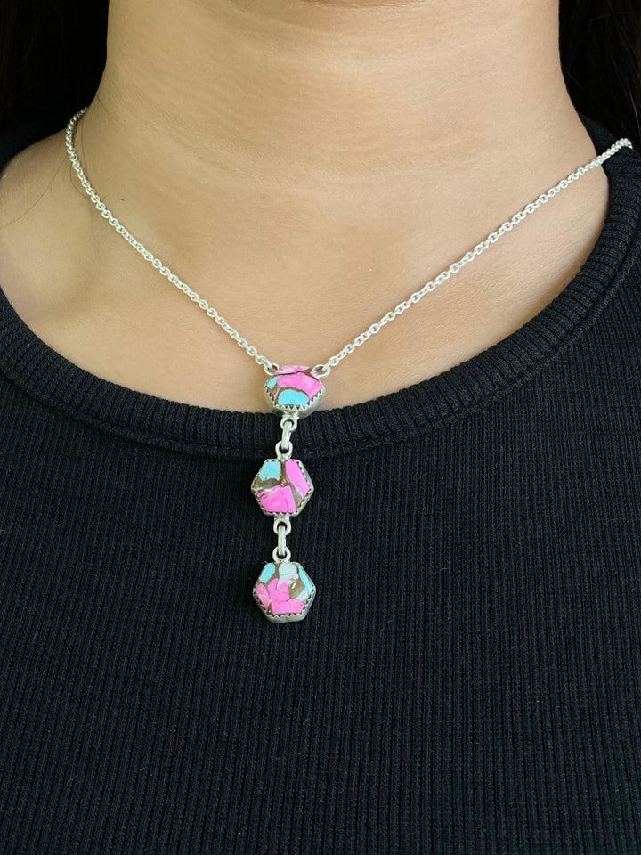 Handmade Sterling Silver Cotton Candy Turquoise Necklace