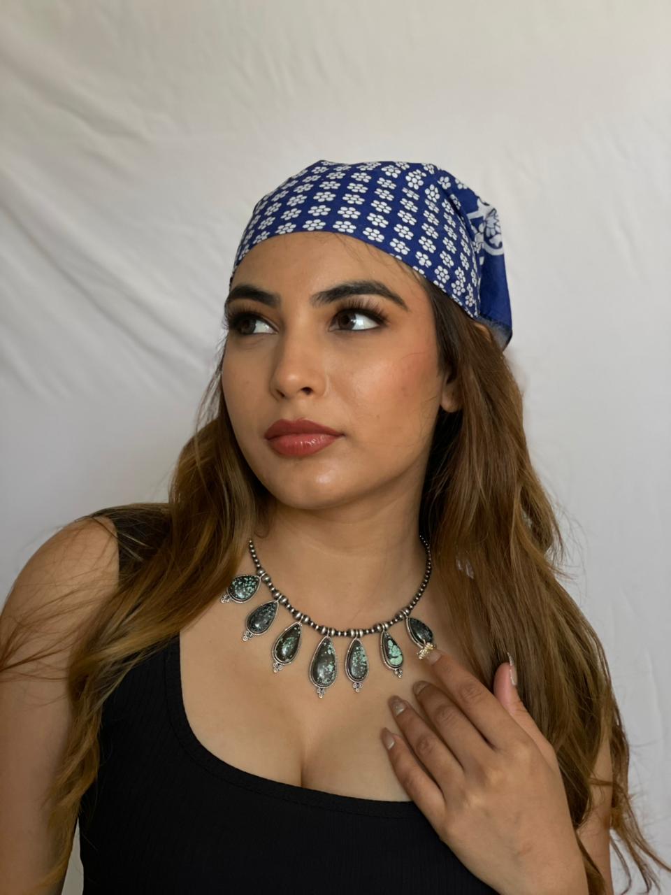 Handmade Sterling Silver Lander Turquoise Beaded Necklace