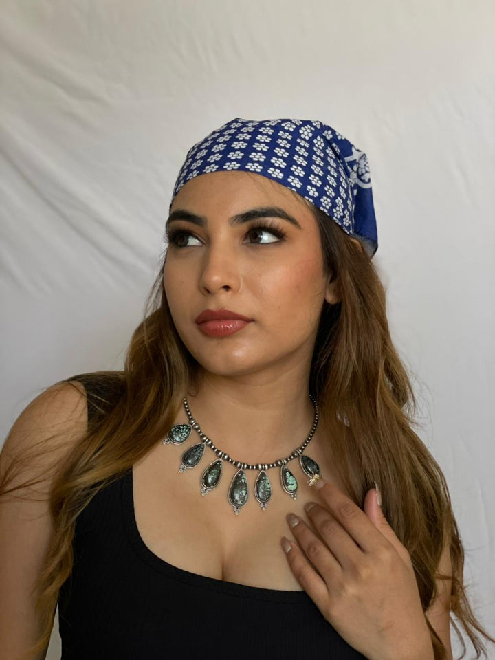 Handmade Sterling Silver Lander Turquoise Beaded Necklace