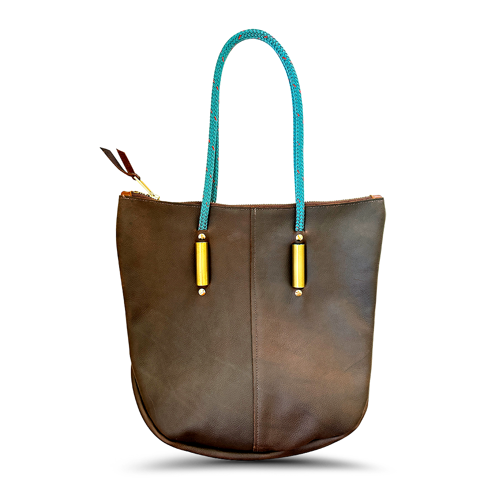 Zip Tote -Brown Leather