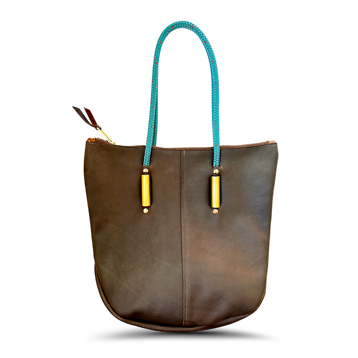 Zip Tote -Brown Leather