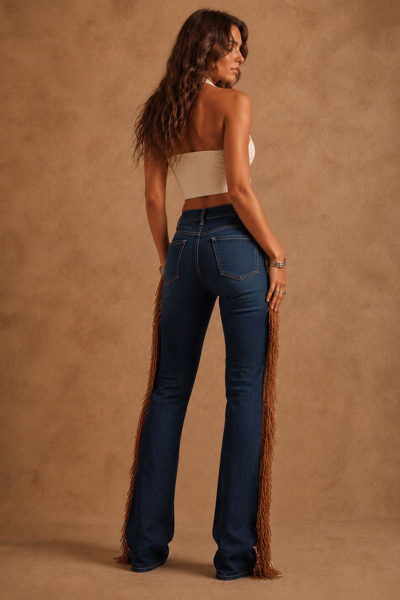 Judy Bootcut Fringe Jeans -Dark Wash GJG DENIM