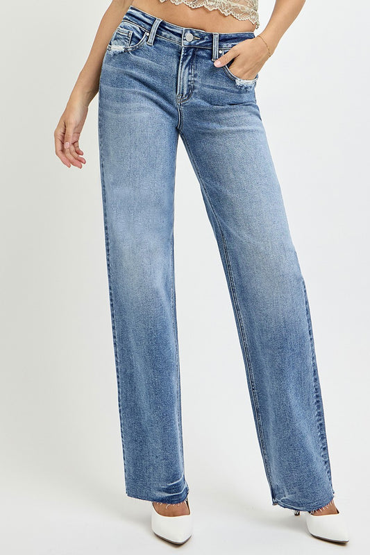 Risen Full Size High Rise Straight Leg Jeans with Pockets