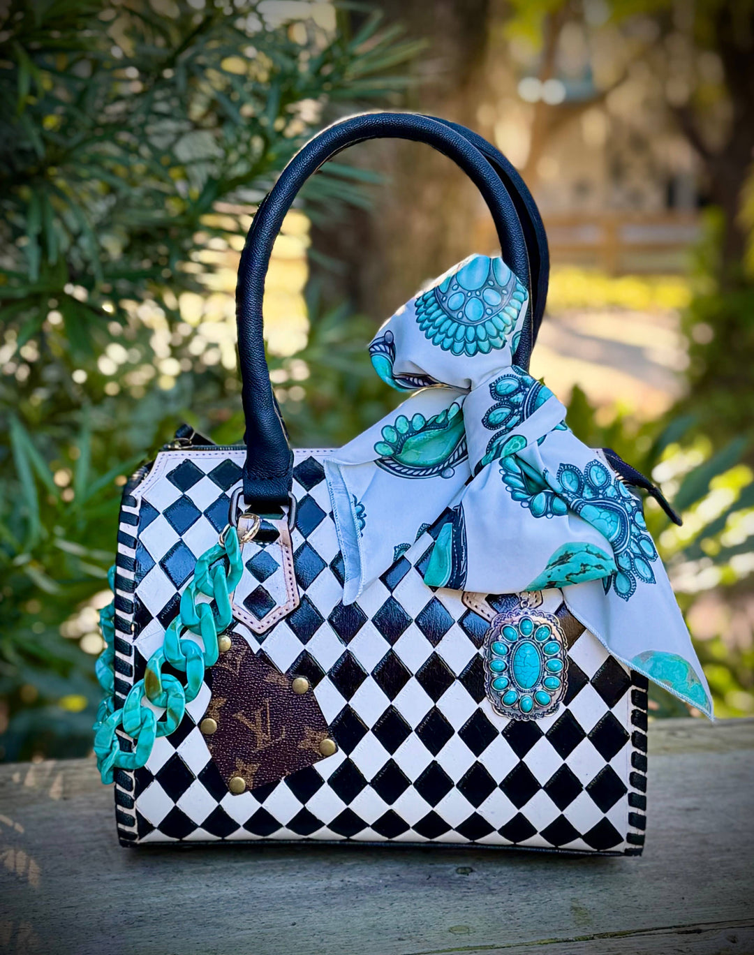 Deluxe Upcycled LV Checkered Leather Speedy Bag