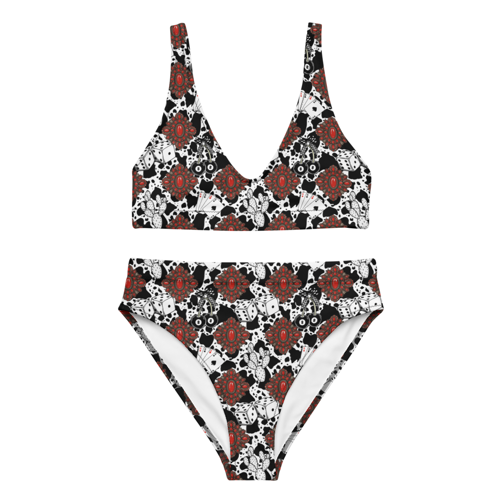 Red Turquoise Western Icon Recycled High-Waisted Bikini
