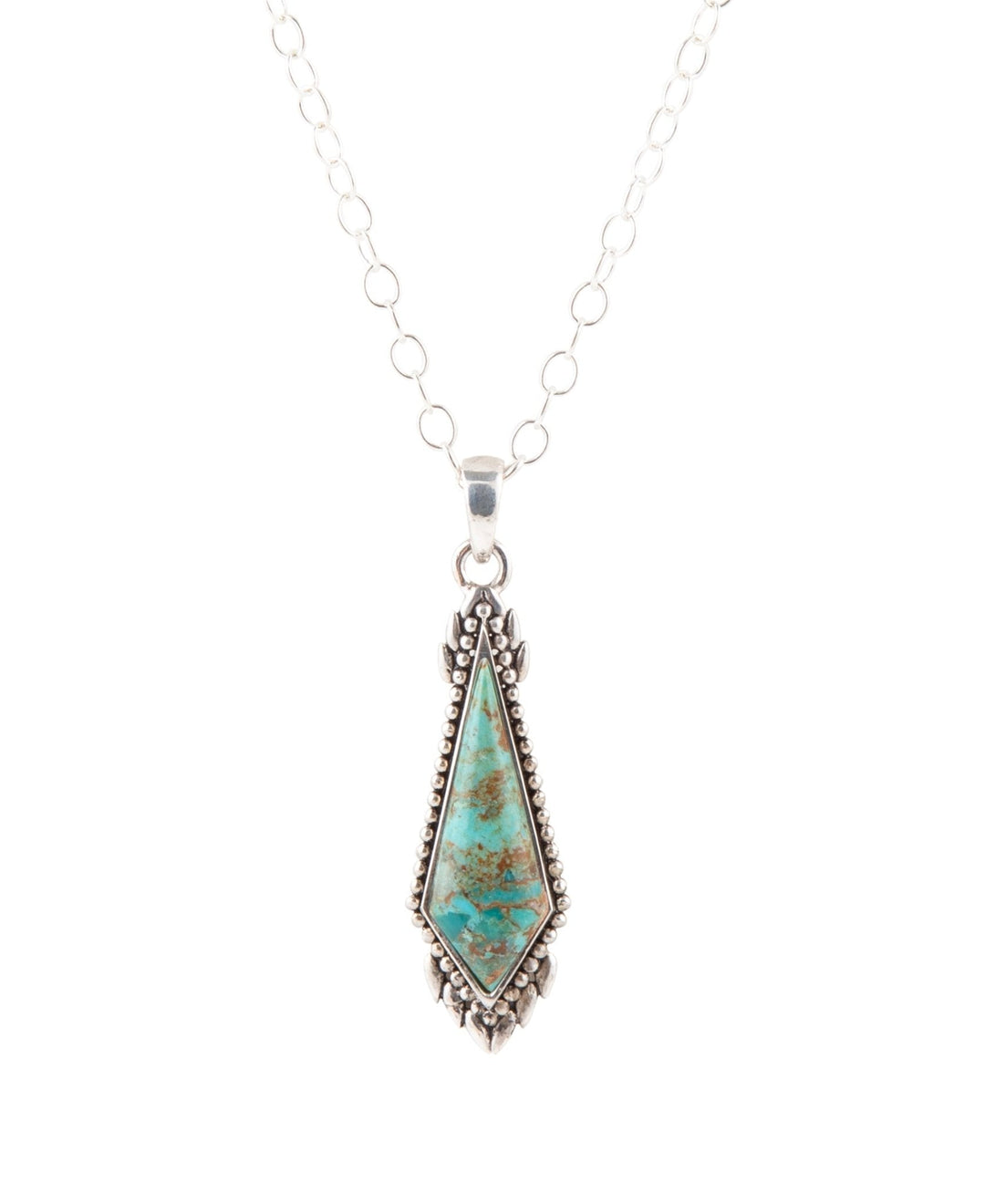 Anemone Long Diamond Turquoise and Sterling Silver Necklace