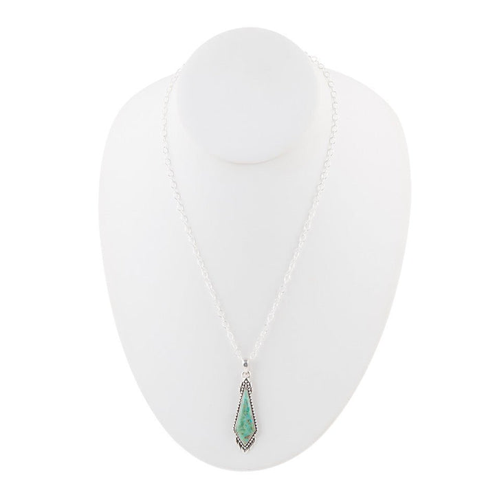 Anemone Long Diamond Turquoise and Sterling Silver Necklace
