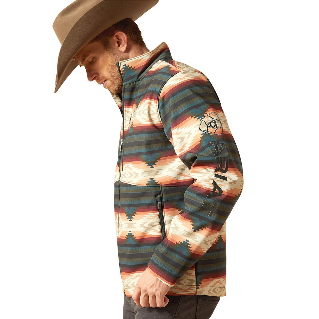 Ariat Mens Western Print Logo Softshell Jacket – Water-Resistant Stretch Lightweight Jacket Jeffers