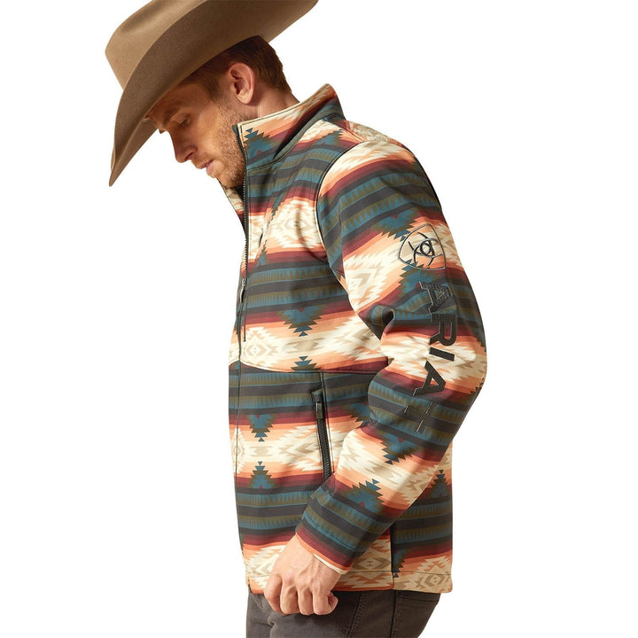 Ariat Mens Western Print Logo Softshell Jacket – Water-Resistant Stretch Lightweight Jacket Jeffers