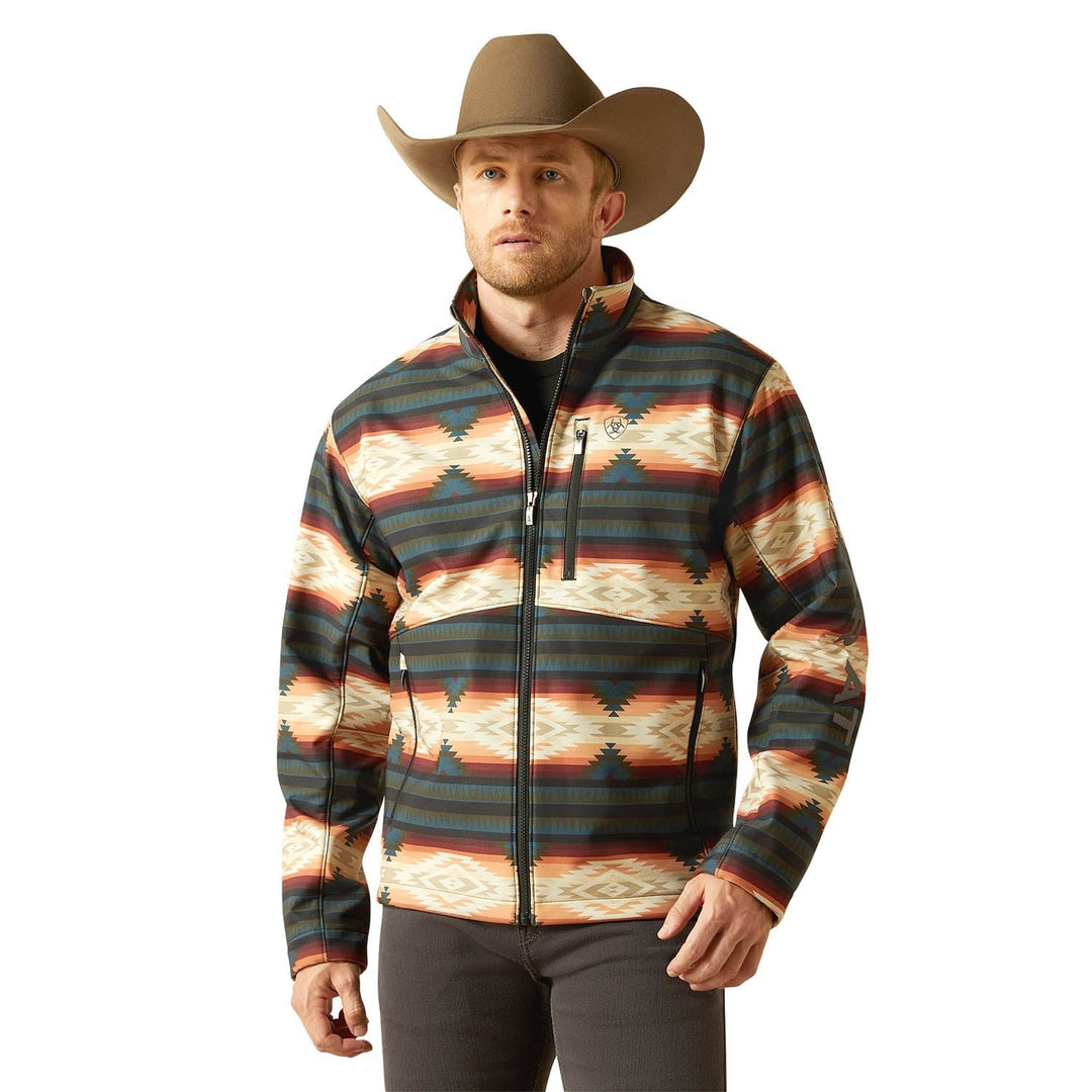 Ariat Mens Western Print Logo Softshell Jacket – Water-Resistant Stretch Lightweight Jacket Jeffers