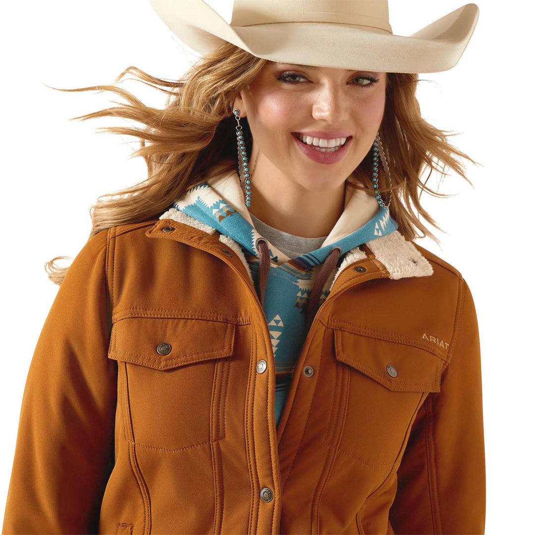 Ariat Womens Berber Back Softshell Jacket – Sherpa-Lined Trucker-Style Warm Layer Jeffers