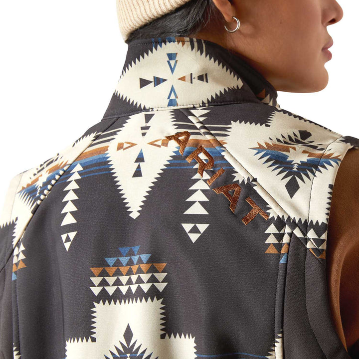 Ariat Womens Logo Softshell Western Print Vest – Durable Outdoor Layer with Zip Pockets Jeffers