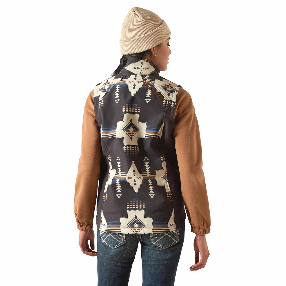 Ariat Womens Logo Softshell Western Print Vest – Durable Outdoor Layer with Zip Pockets Jeffers