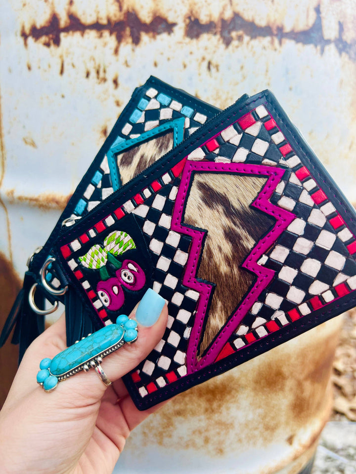 Pink Electric Rodeo Checkers Mini Wallet