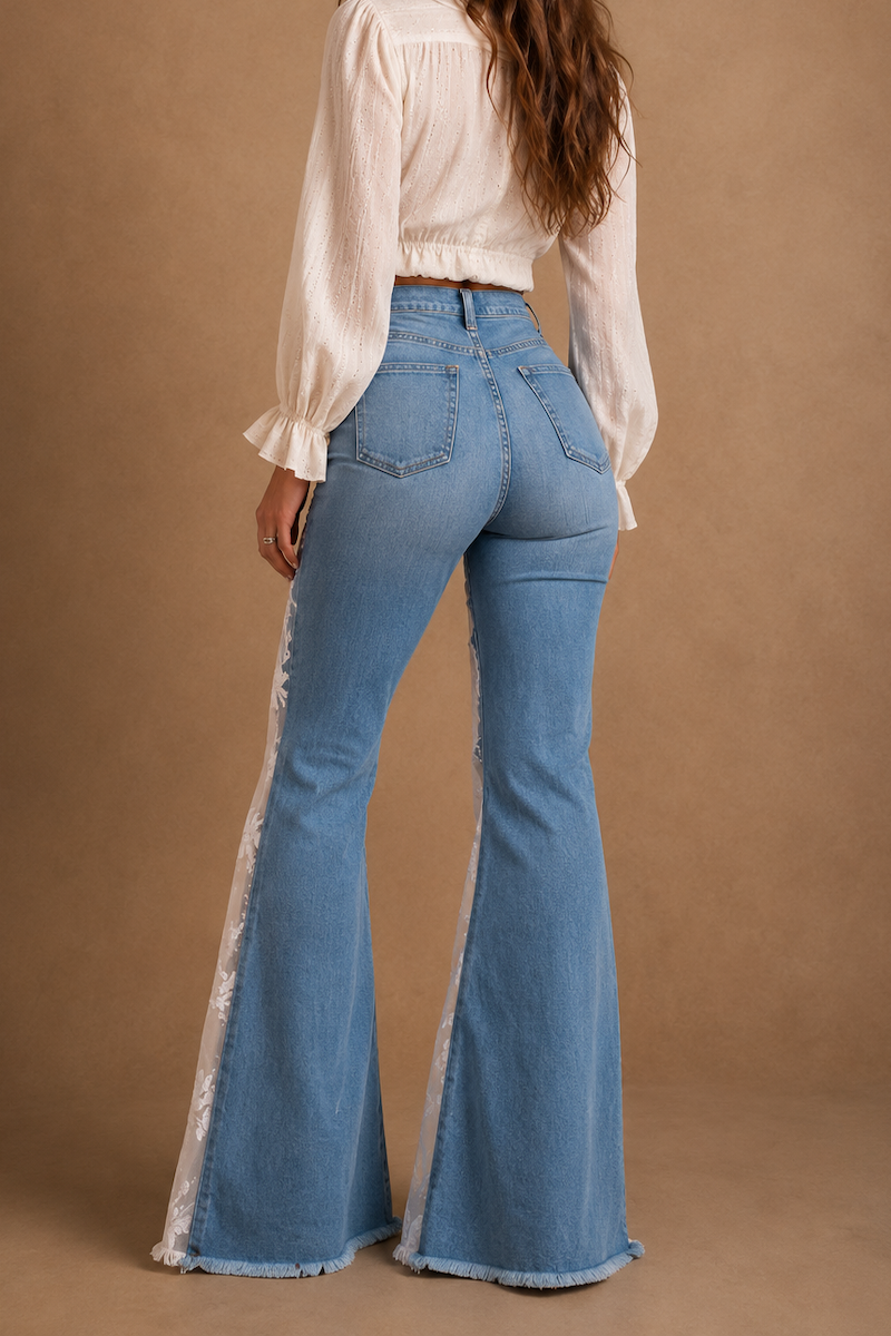 Blue Dahlia Lace Bell Bottom Jeans GJG DENIM