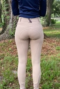 Espoir Equestrian High Waist Hunter Coolmax Tan Breeches -Knee Patch