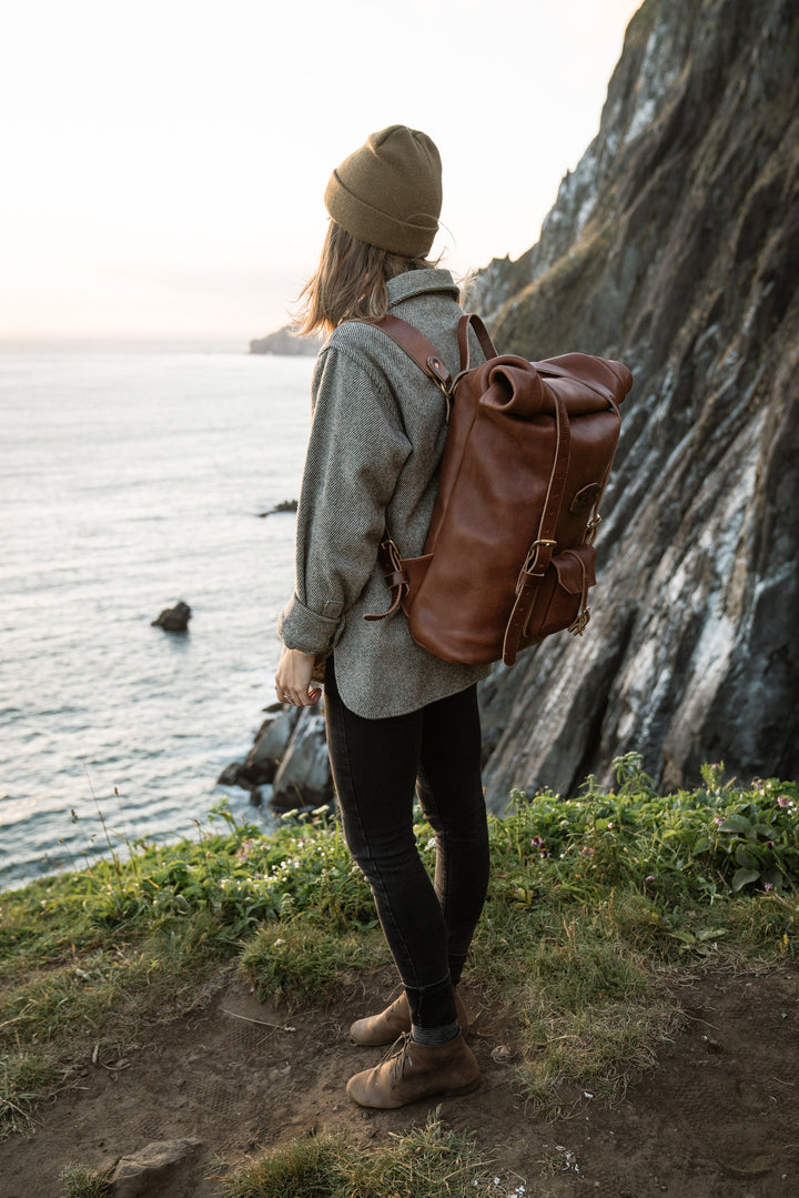Leather Rolltop Backpack
